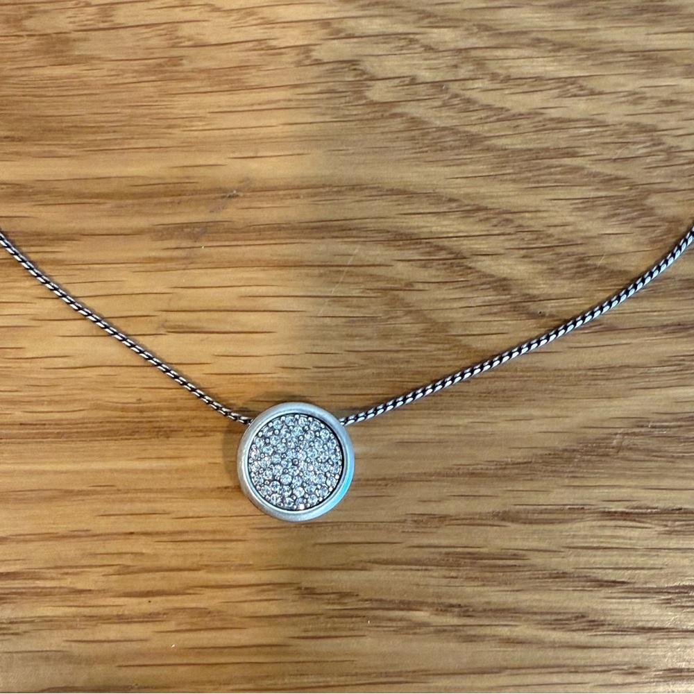 Brighton Silver Round Pave Pendant Necklace Rhinestones - Picture 2 of 3